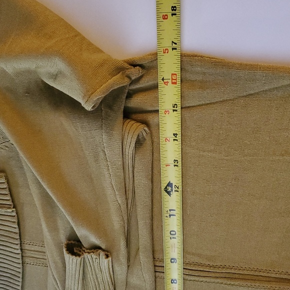 Womens Silk Blend Lightweight Green Yellow Minimalist Turtleneck Ribbed Sleeve - Picture 8 of 9